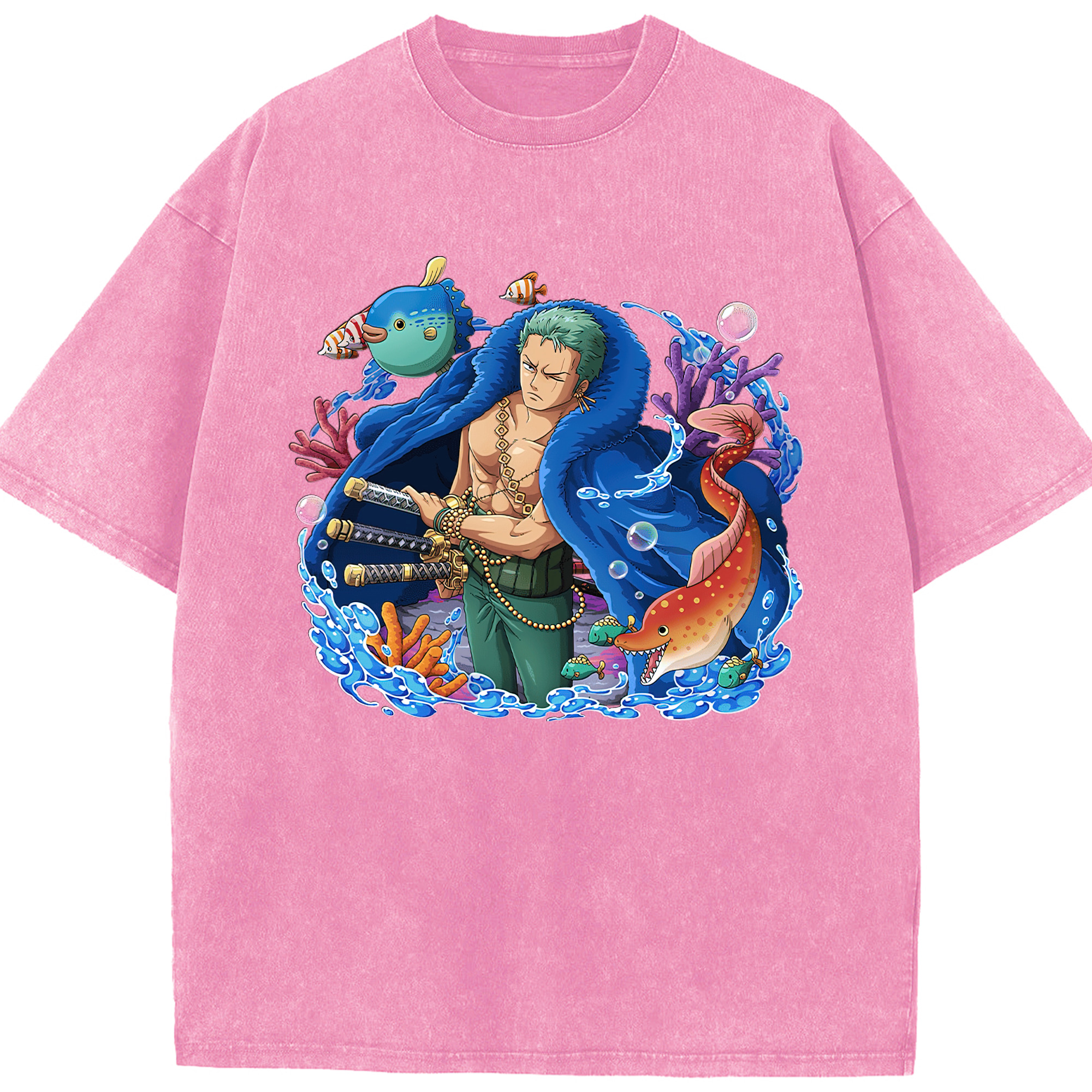 ワンピース ロロノア・ゾロ ONE PIECE Roronoa Zoro 綿100% ヴィンテージ風 半袖Tシャツ（フロントプリント）